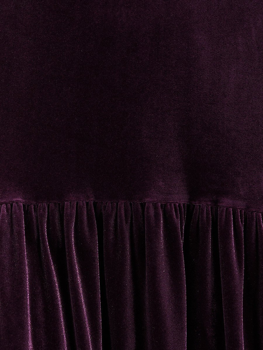 Velvet Look Drop Waist A-Line Midi Dress