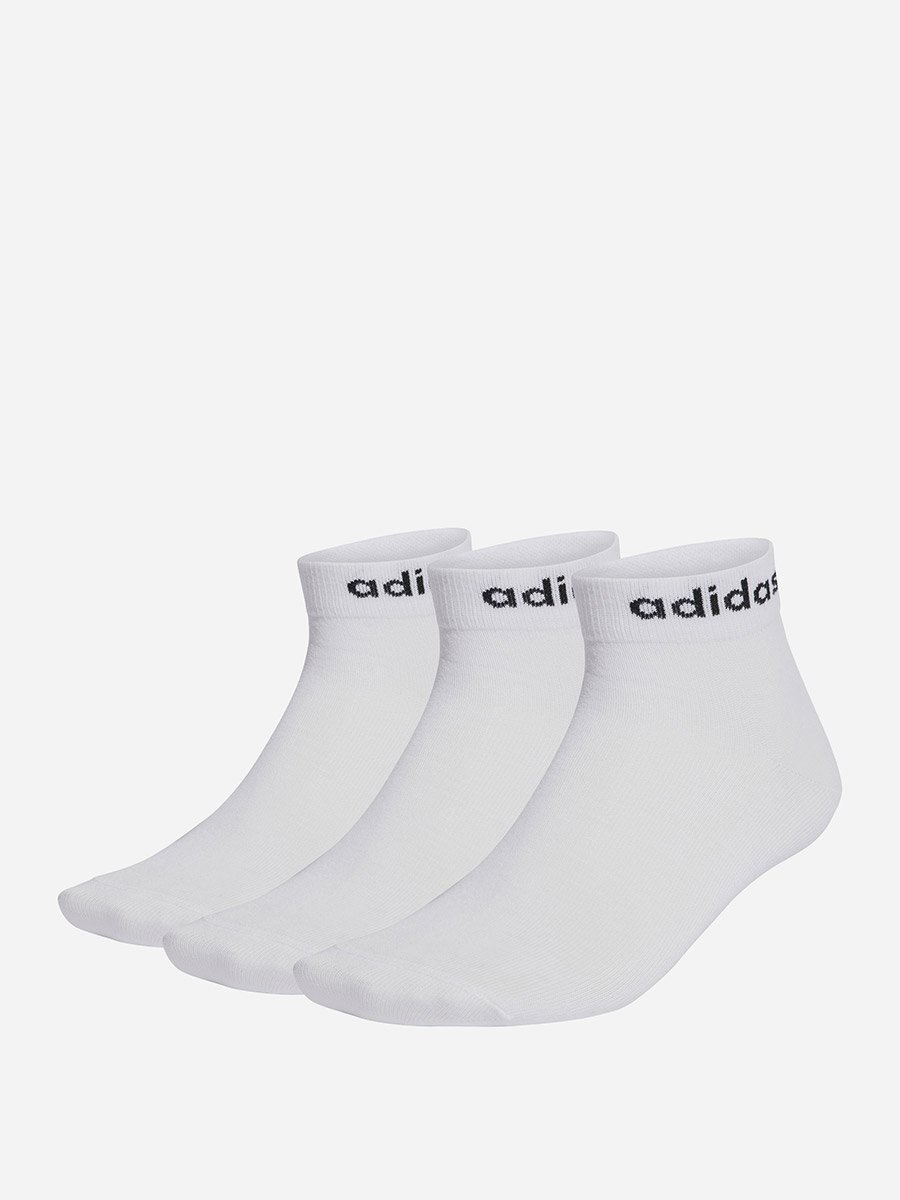 Thin Linear 3 Pair Pack Unisex Ankle Socks White