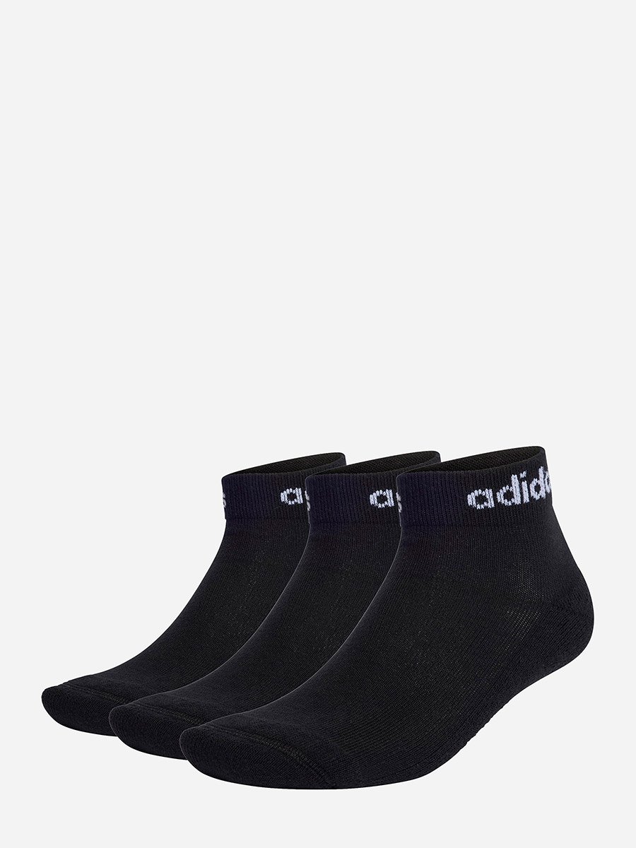Thin Linear 3 Pair Pack Unisex Ankle Socks Black