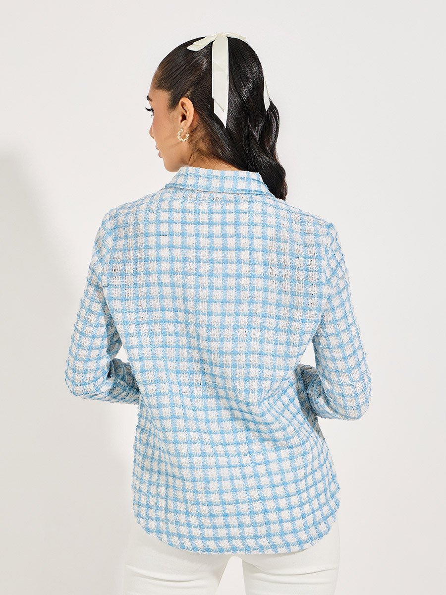 Tweed Oversized Shirt with Pocket Detail