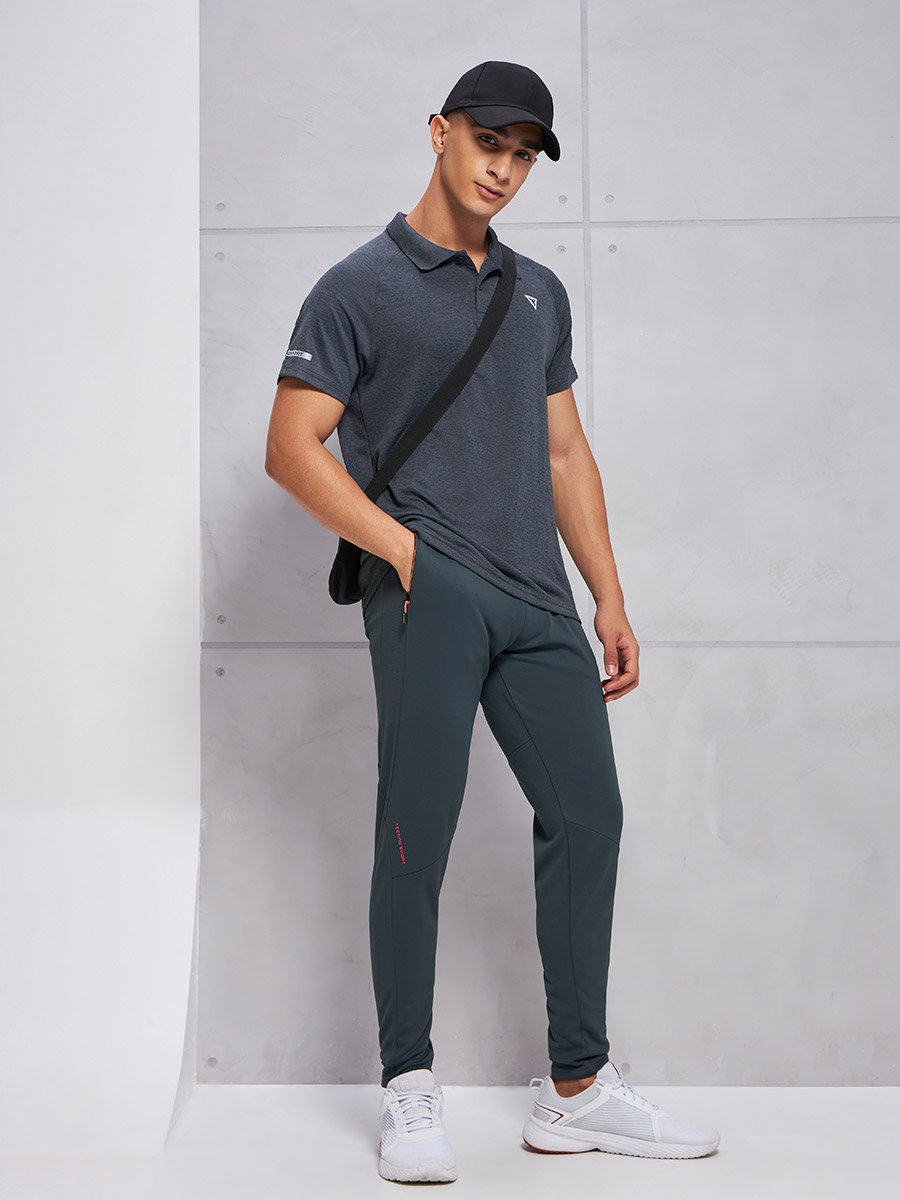 Solid Slim Fit Track Pants with Techno Dry
