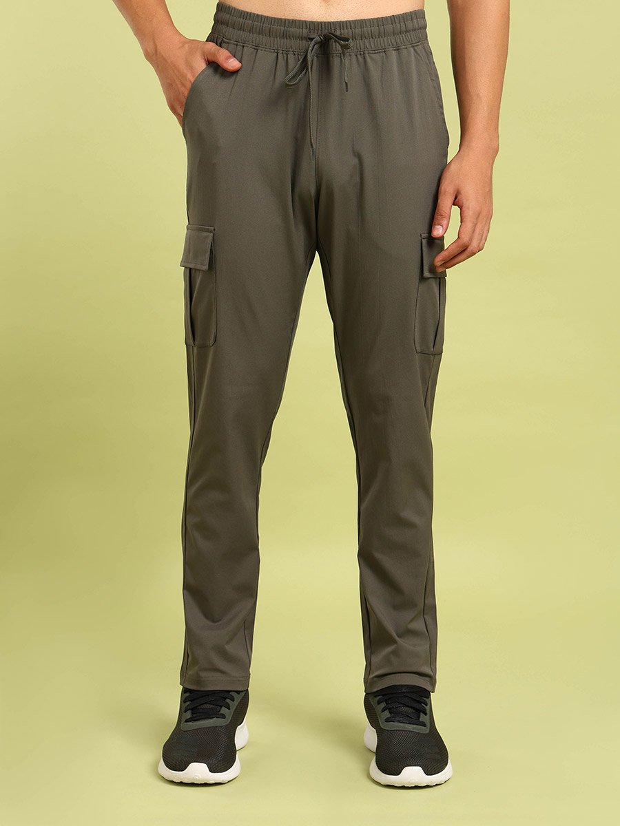 Relaxed Fit Sports Cargo Track Pants with TS Flexi