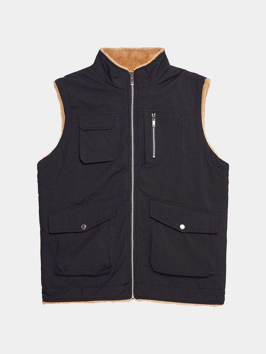 Warm Fleece Lined Gilet Jacket with Zip Detail
