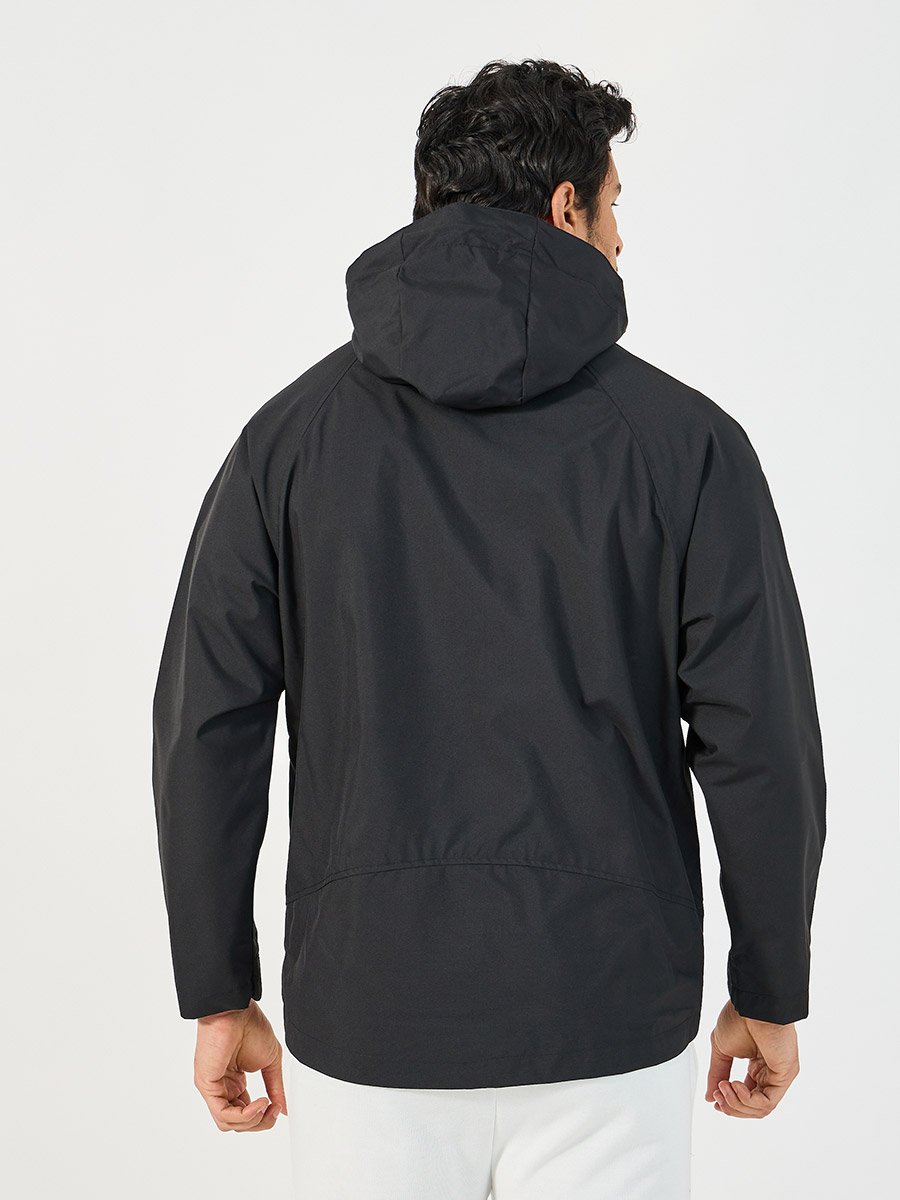 Solid Windbreaker Hooded Jacket with Zip Detail