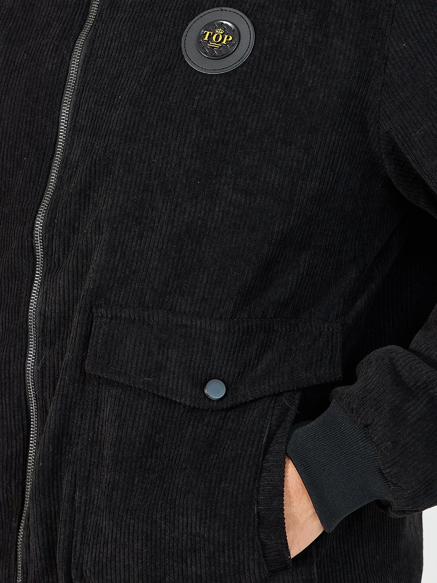 Faux Fur Collar Corduroy Utility Jacket