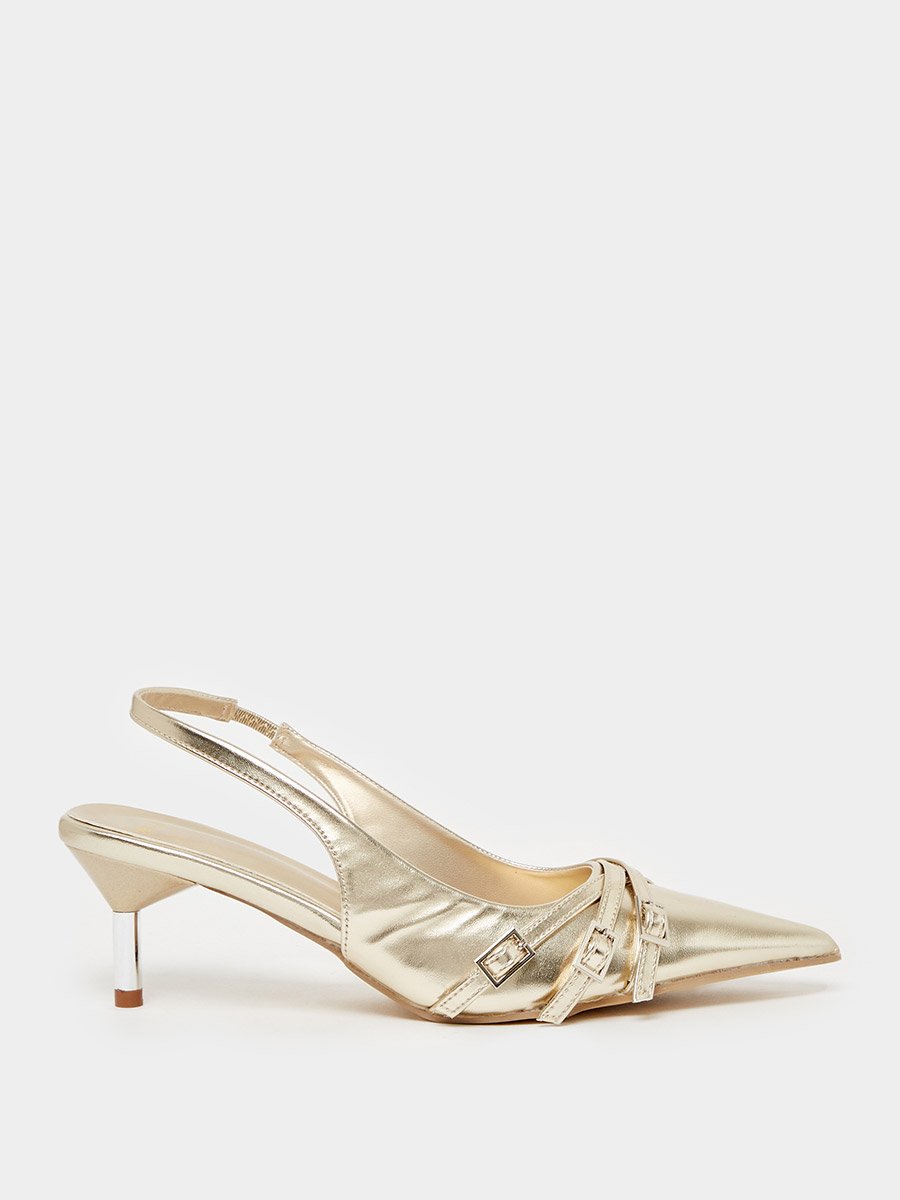 Buckle Detail Slingback Pointed Toe Pumps