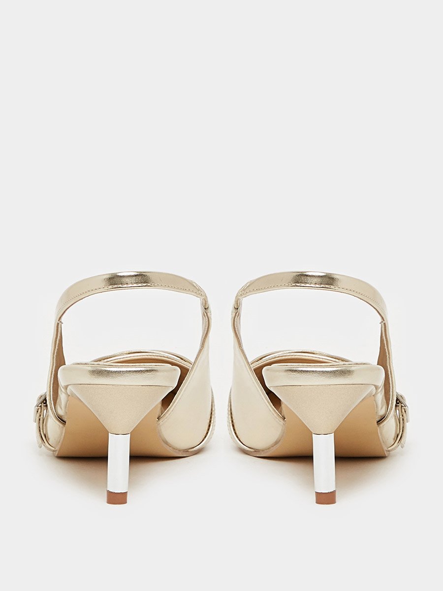 Buckle Detail Slingback Pointed Toe Pumps