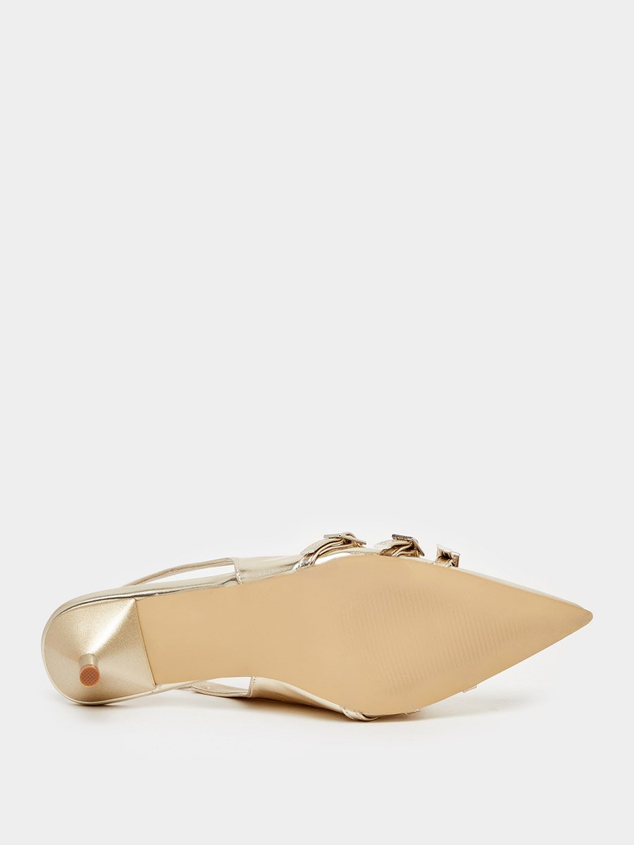 Buckle Detail Slingback Pointed Toe Pumps