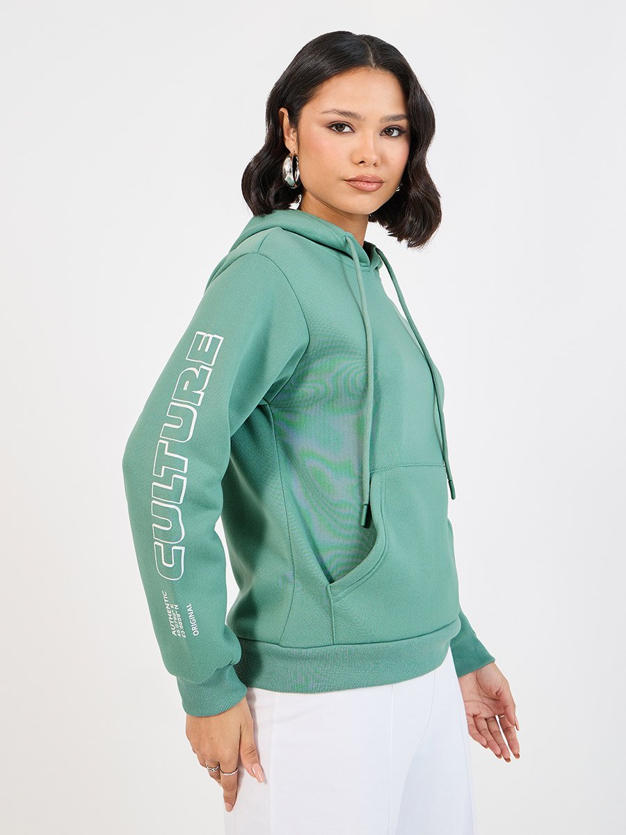 Printed Sleeves Regular Fit Hoodie
