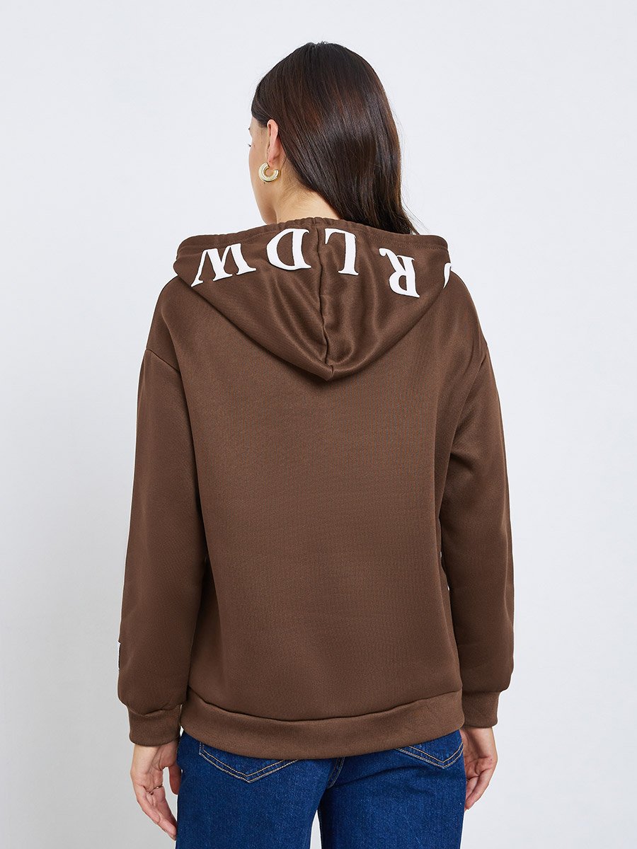 Longline Printed Hoodie with Front Pocket