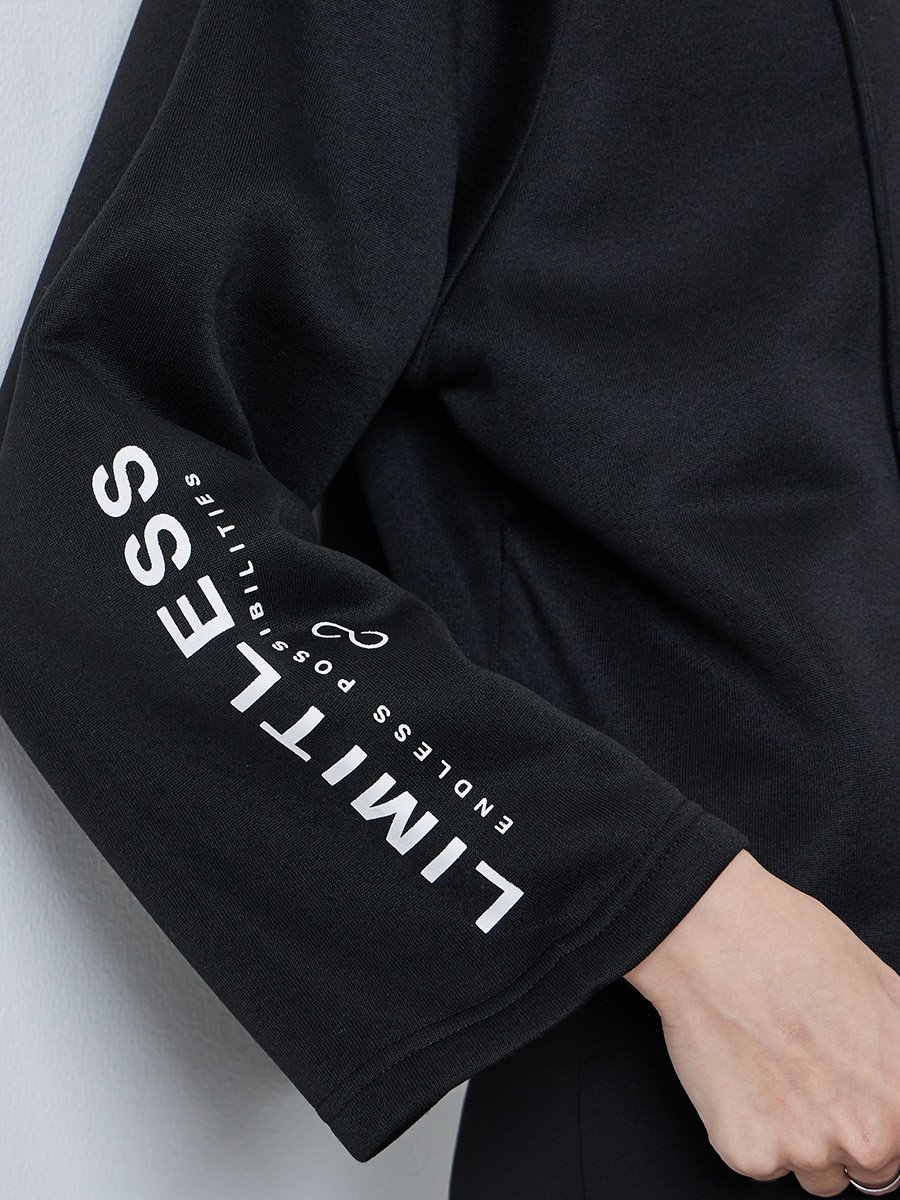 Slogan Print Flared Sleeves Hoodie