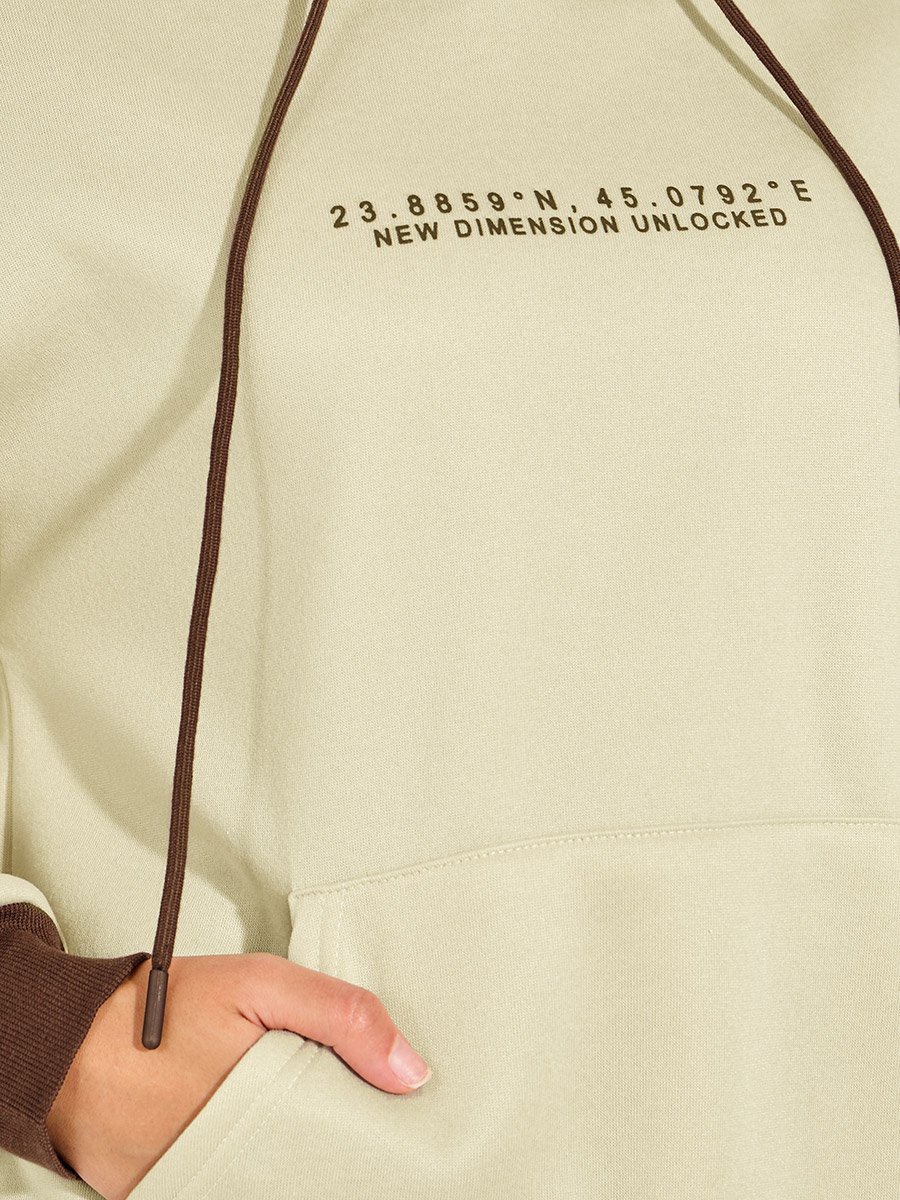 Contrast Cuff Regular Fit Printed Hoodie