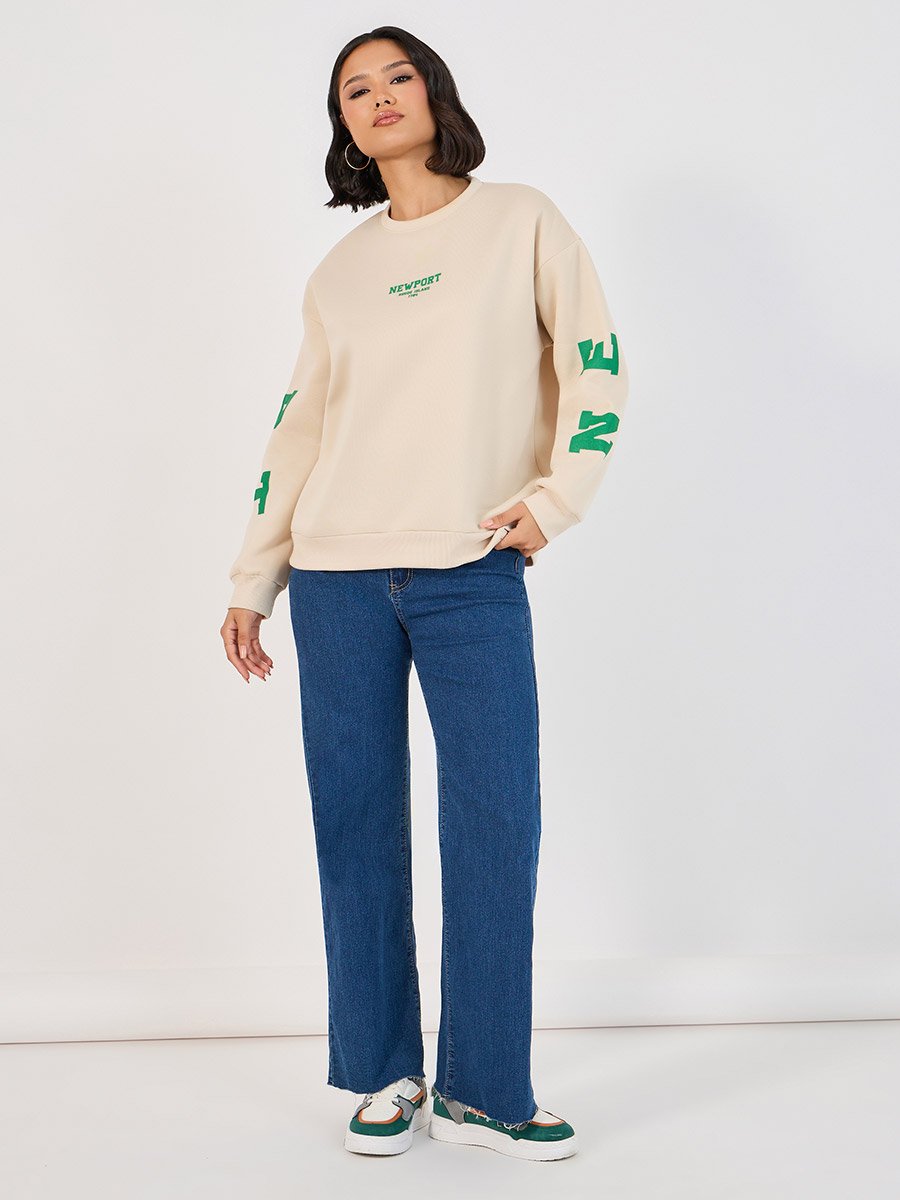 Regular Fit New Port Slogan Print Sweatshirt