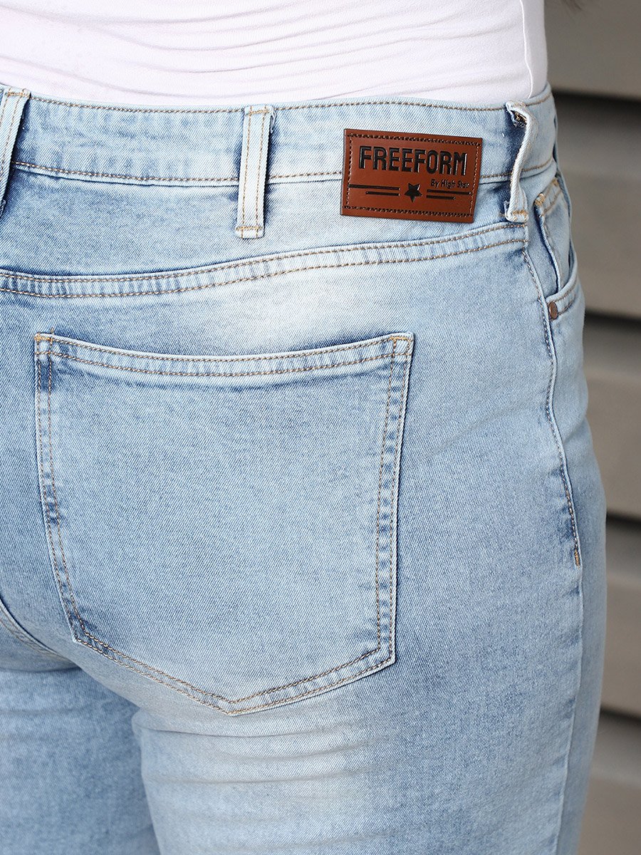 Plus Size Slim Fit High Rise Faded Jeans