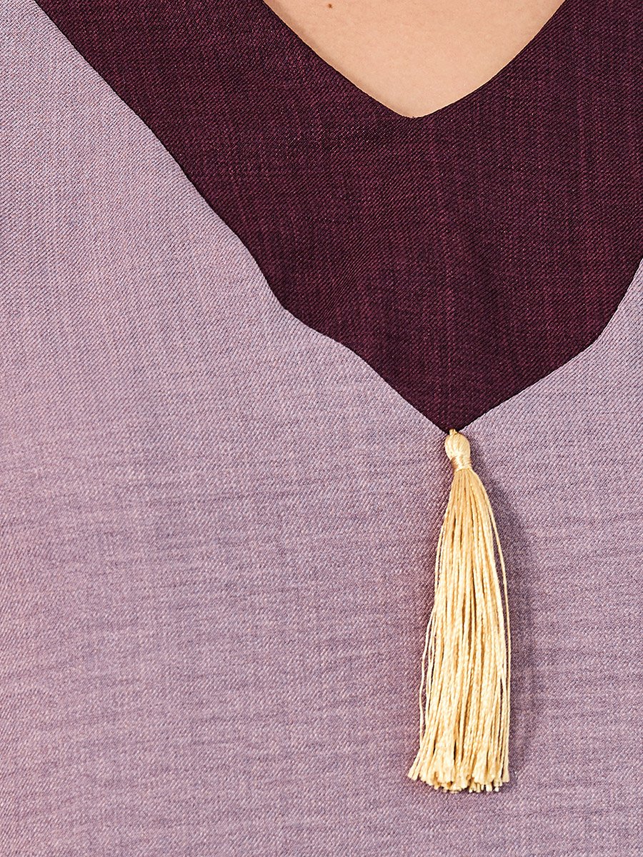 Contrast Cuff Jalabiya with Tassel Detail