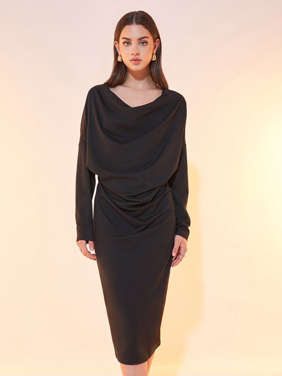 grey bodycon dress h&m Cameo Long Batwing Knit Dress Nude main image 1