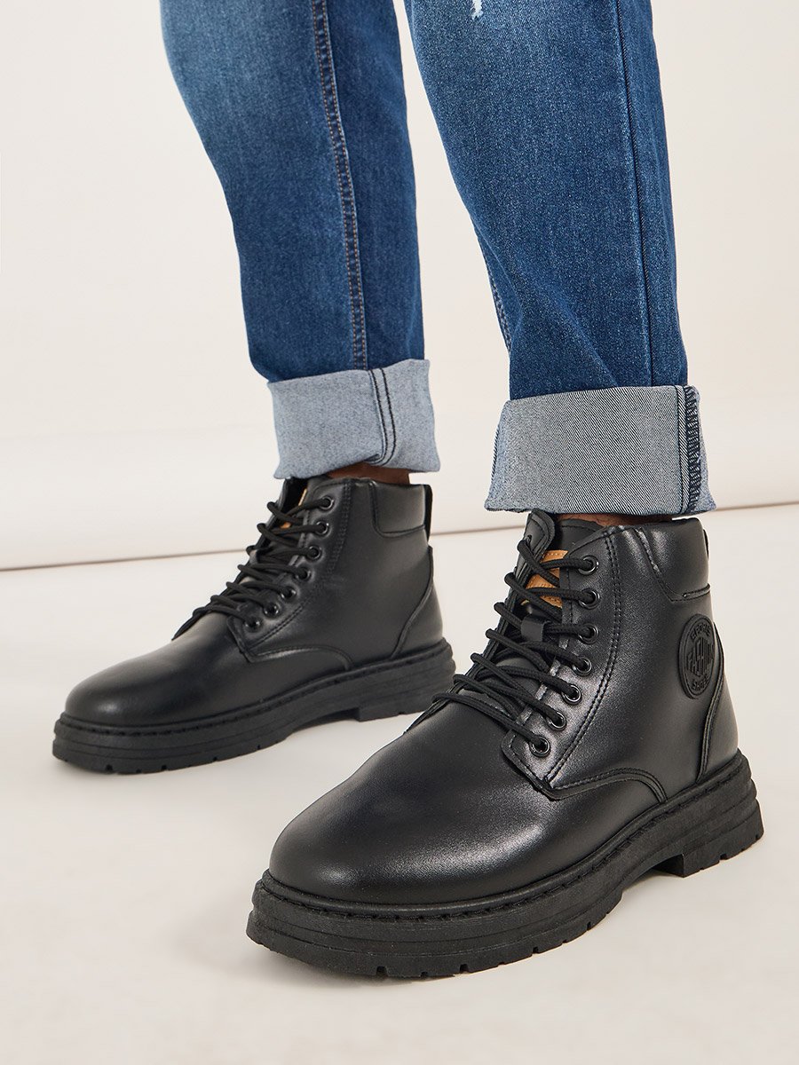 Classic Round Toe Lace Up Ankle Boots