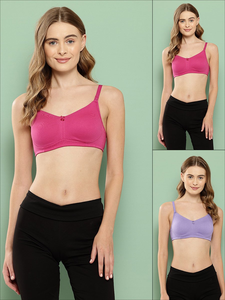Pack of 2 - Solid Non Wired Cotton T-Shirt Bra