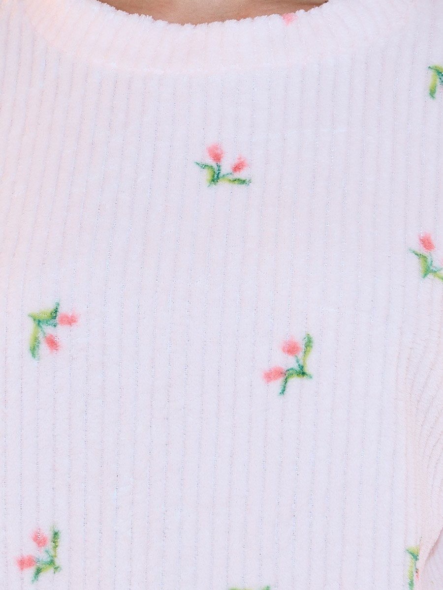 Floral Print Fleece Top and Pyjama Set