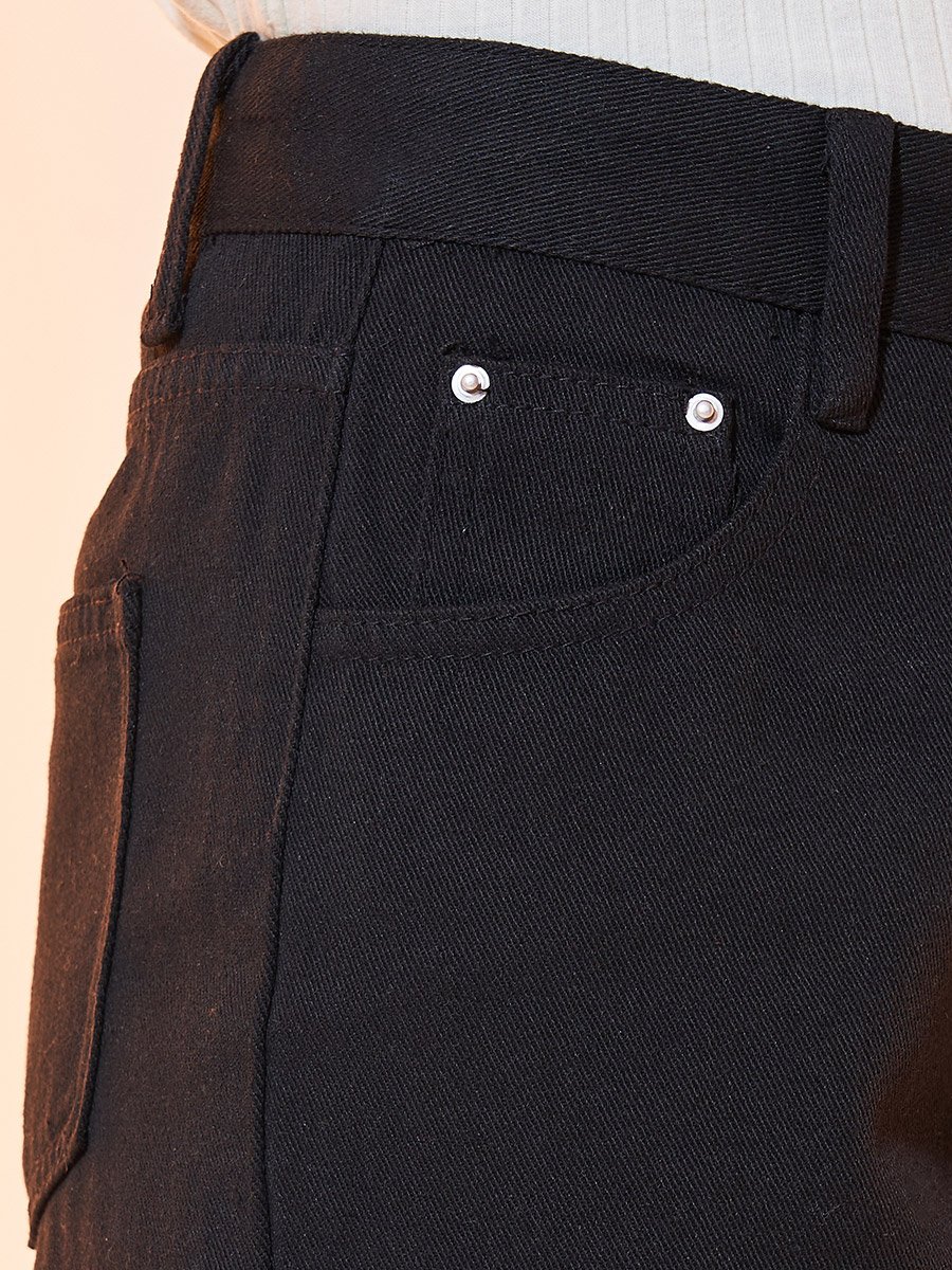 Solid Wide Leg Full Length Jeans