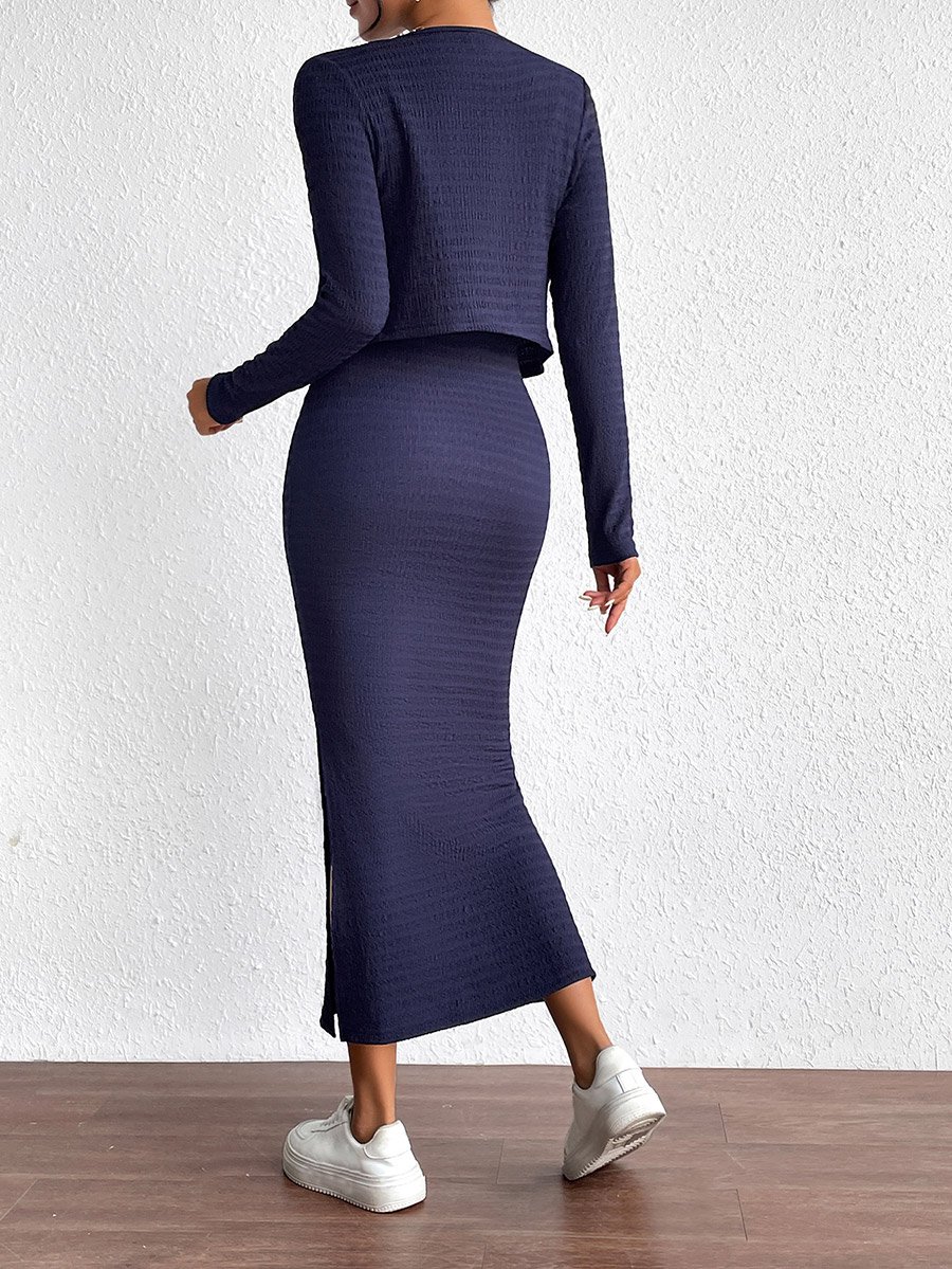 knit solid cami split midi dress & crop top CIDER Knit Solid Cami Split Midi Dress & Crop Top: Red, L : Buy Online at Best Price in KSA