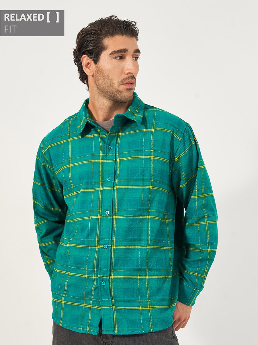 Brushed Flannel Checkered Relaxed Fit Shirt