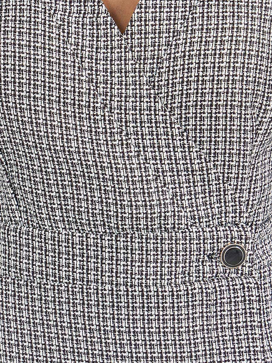Tweed Wrap Midi Dress with 3/4 Sleeves