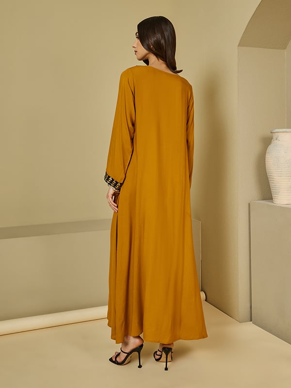 Embroidered Patch Work V Neck Jalabiya