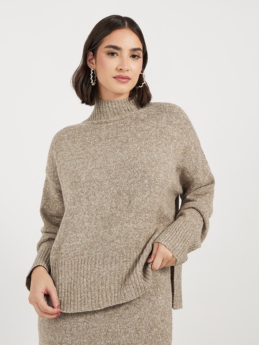 Relaxed Fit Knitted Sweater and Midi Skirt Co-Ords