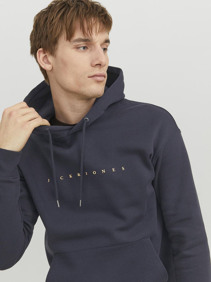 Emboss Logo Print Relaxed Fit Hoodie