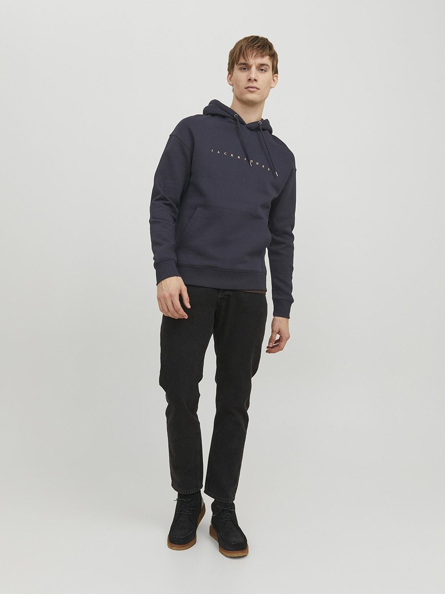 Emboss Logo Print Relaxed Fit Hoodie