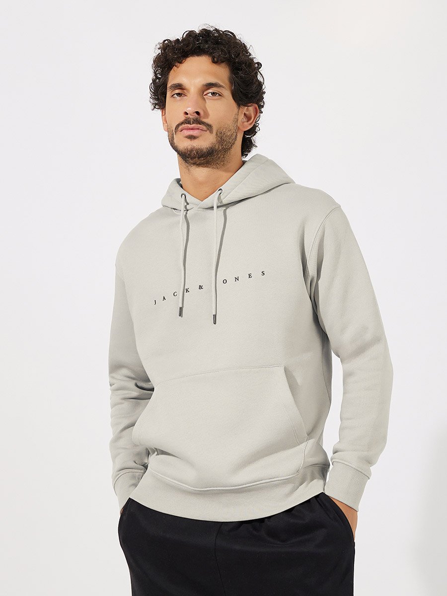 Minimal Logo Print Relaxed Fit Hoodie
