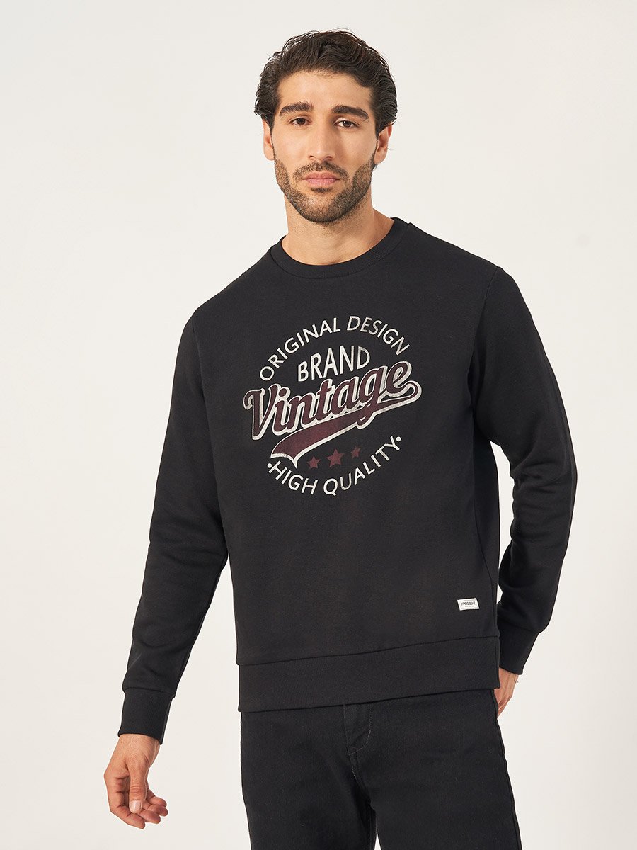 Graphic Print Rib Cuffed Sweatshirt
