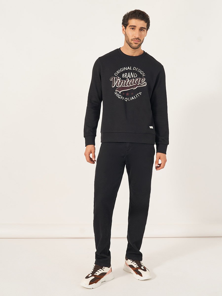 Graphic Print Rib Cuffed Sweatshirt