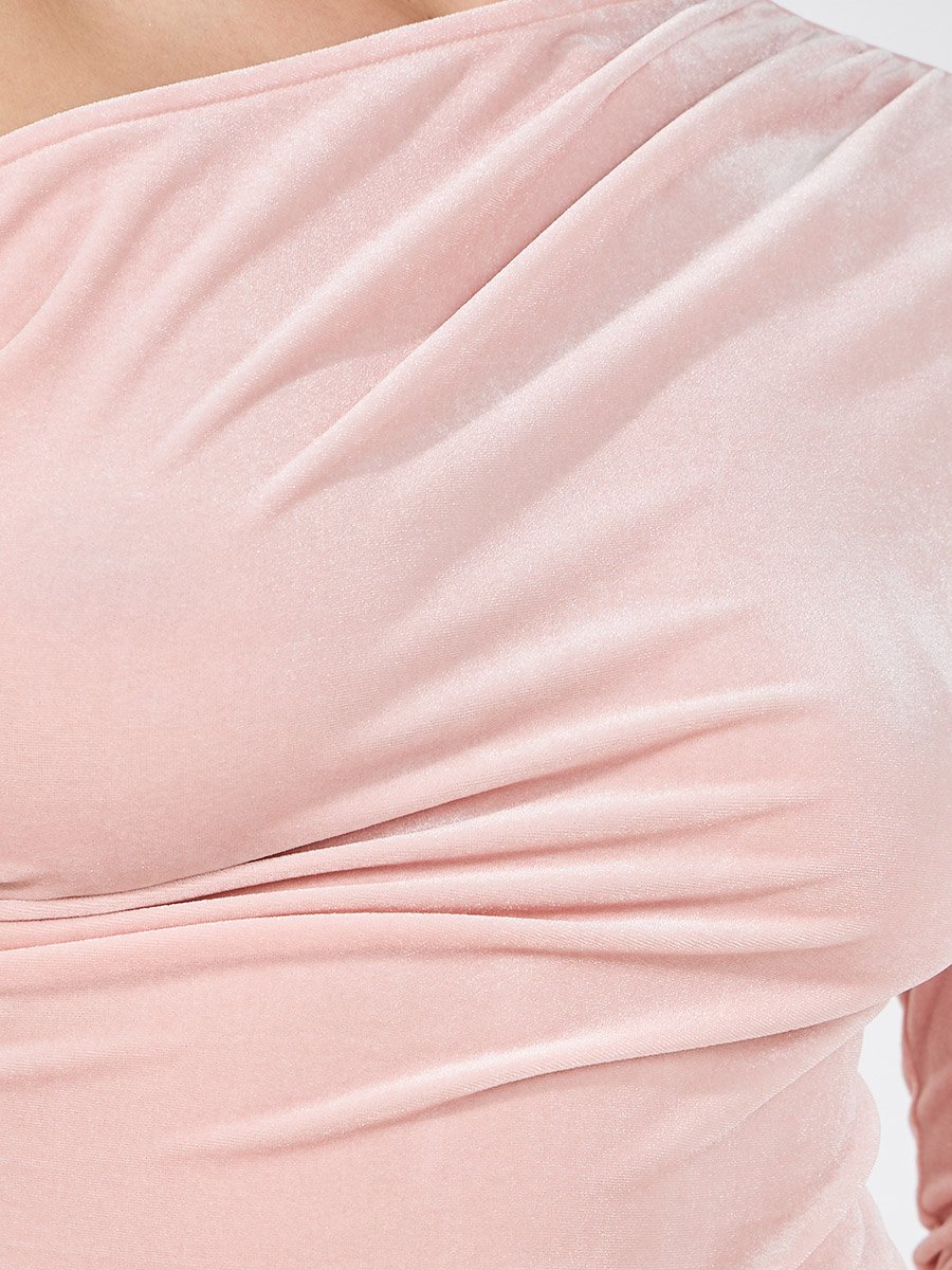 Velvet Look Asymmetric Neck Top