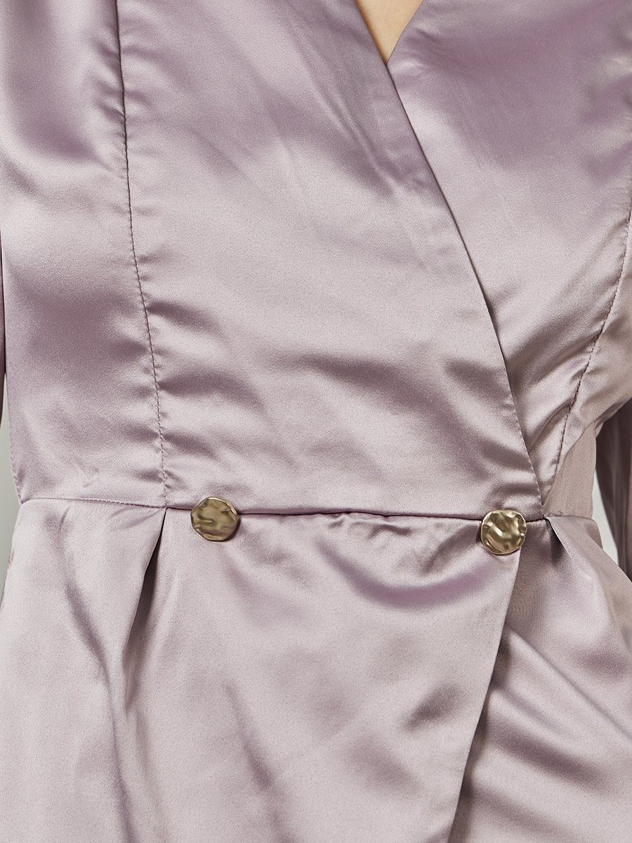 V Neck Wrap Blazer Top with Button Detail