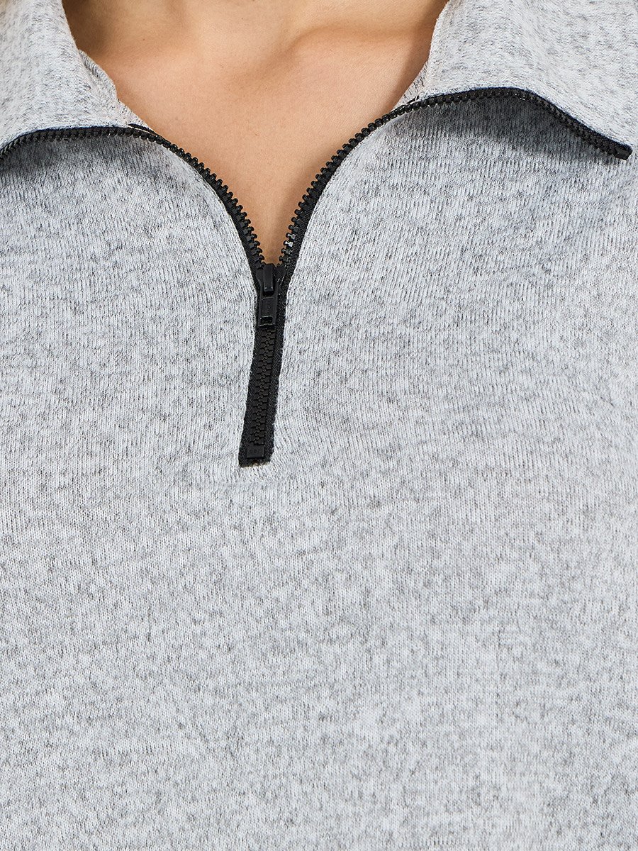 Zip Placket Inner Zip Placket Collared Sweatshirt and Joggers Co-Ords For Women at UAE ...