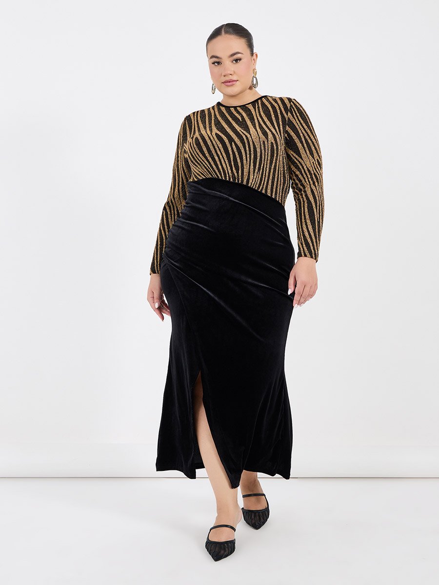 Plus Size Self Design Bodycon Maxi Dress