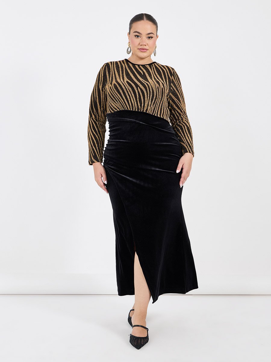Plus Size Self Design Bodycon Maxi Dress