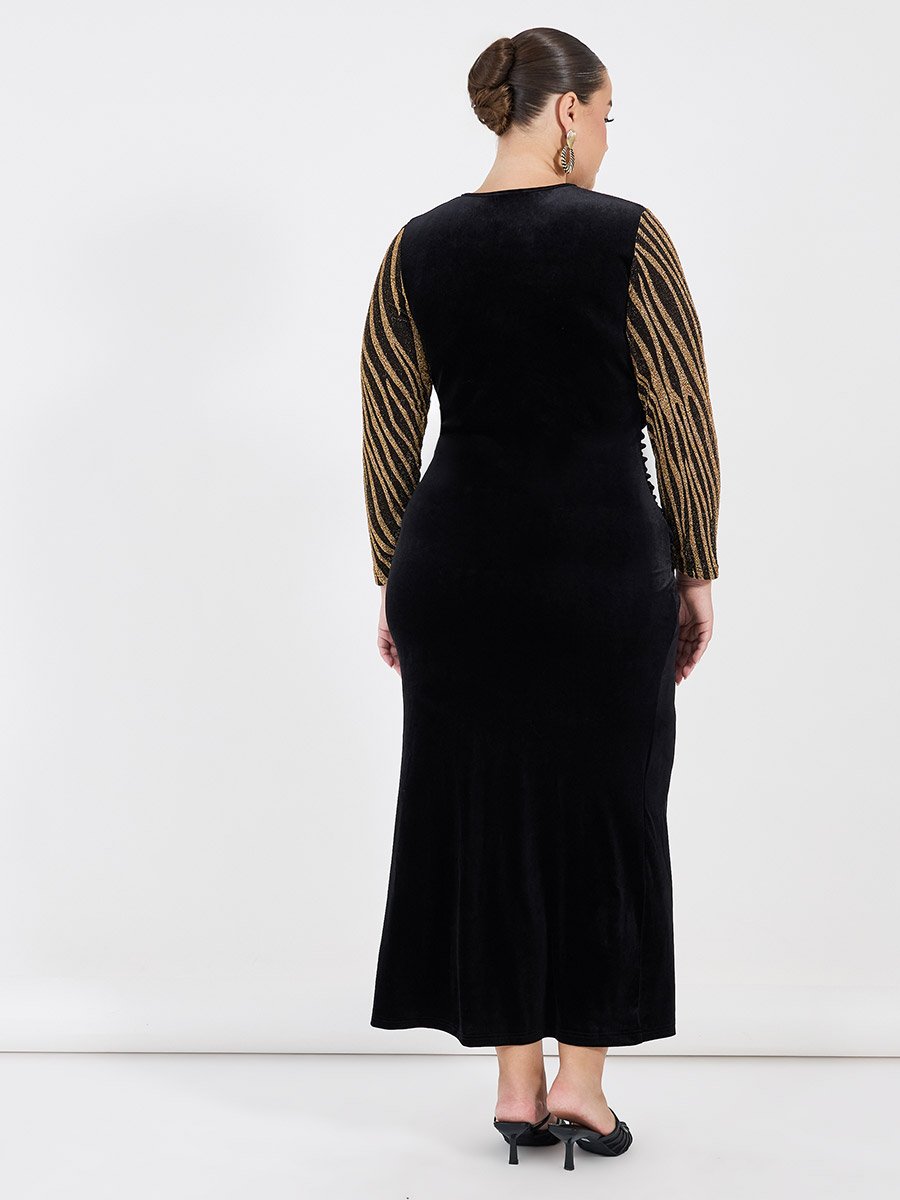 Plus Size Self Design Bodycon Maxi Dress