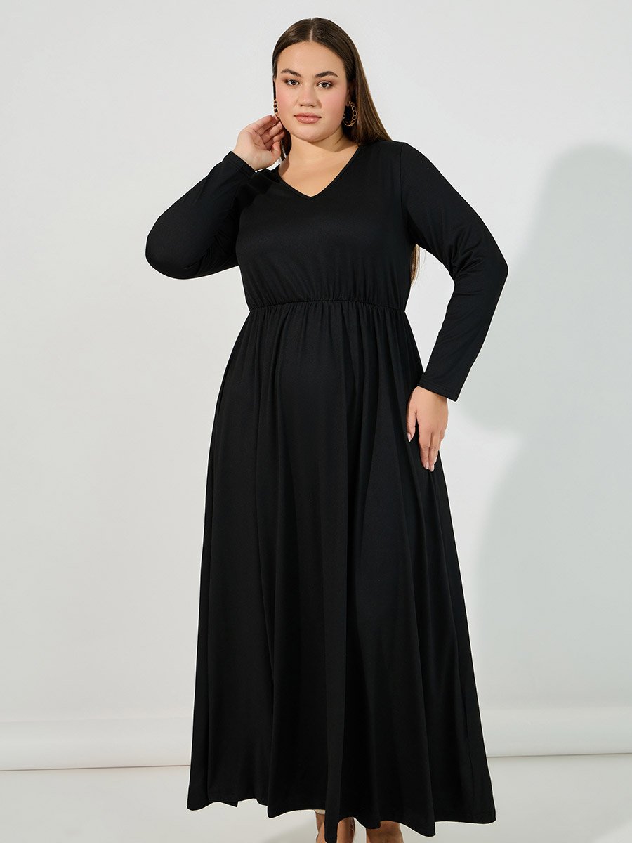 Plus Size Crochet Back Detail A-Line Maxi Dress