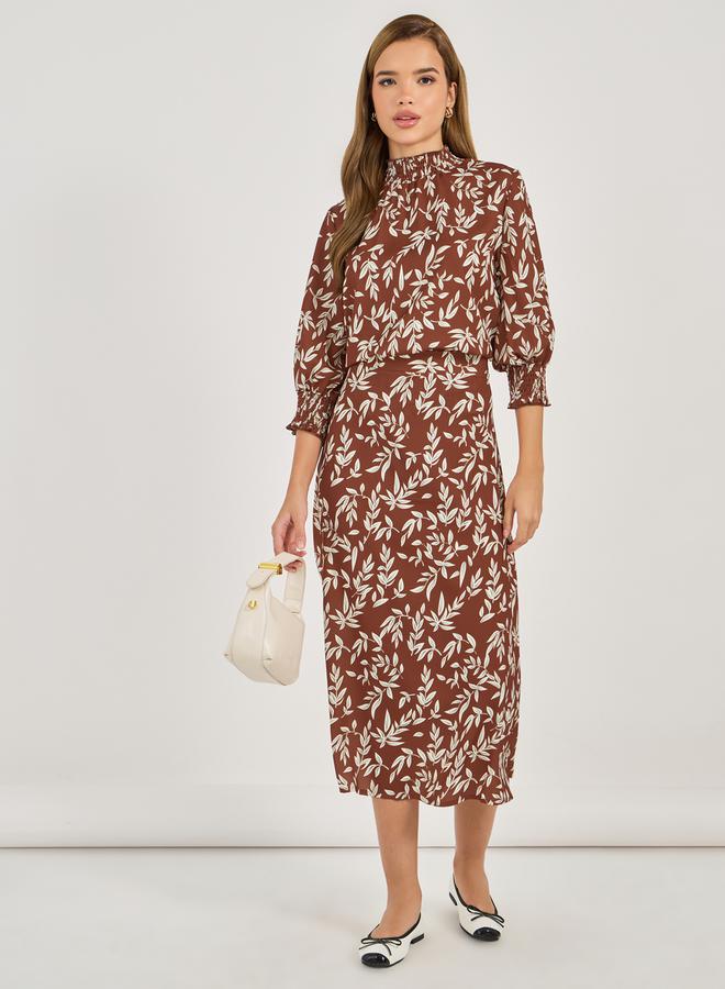 Floral Print A-Line Midi Skirt