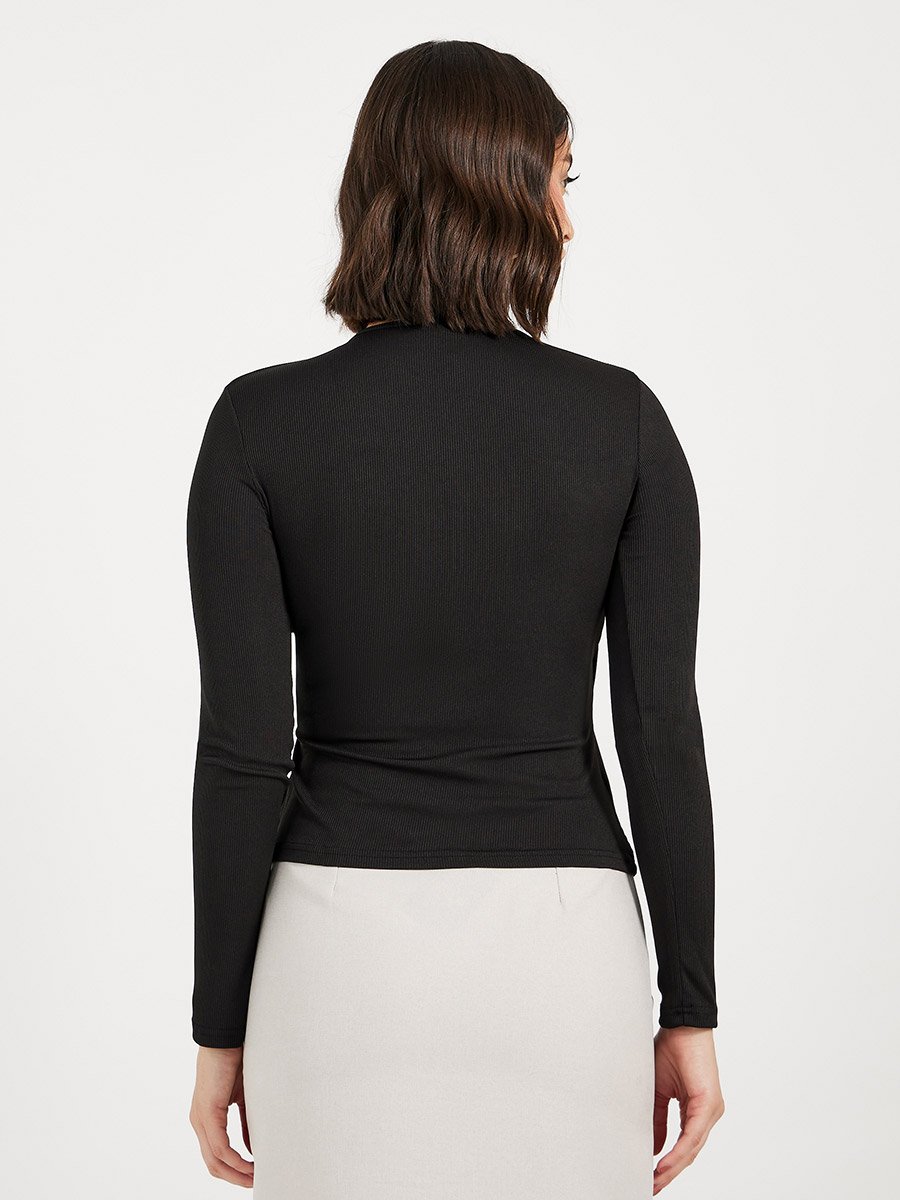 Knit Wrap Top with Buckle Detail on The Side