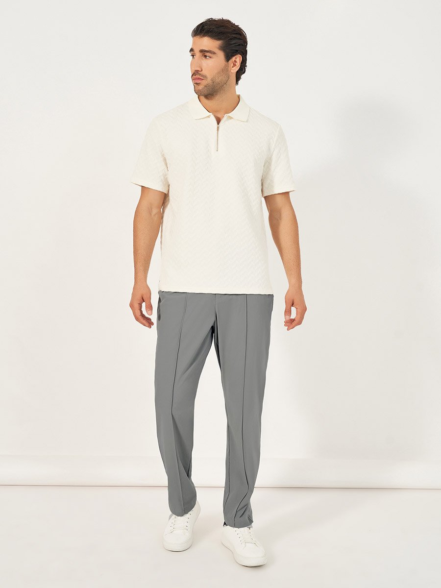 Pintuck Detail Slim Fit Smart Trousers