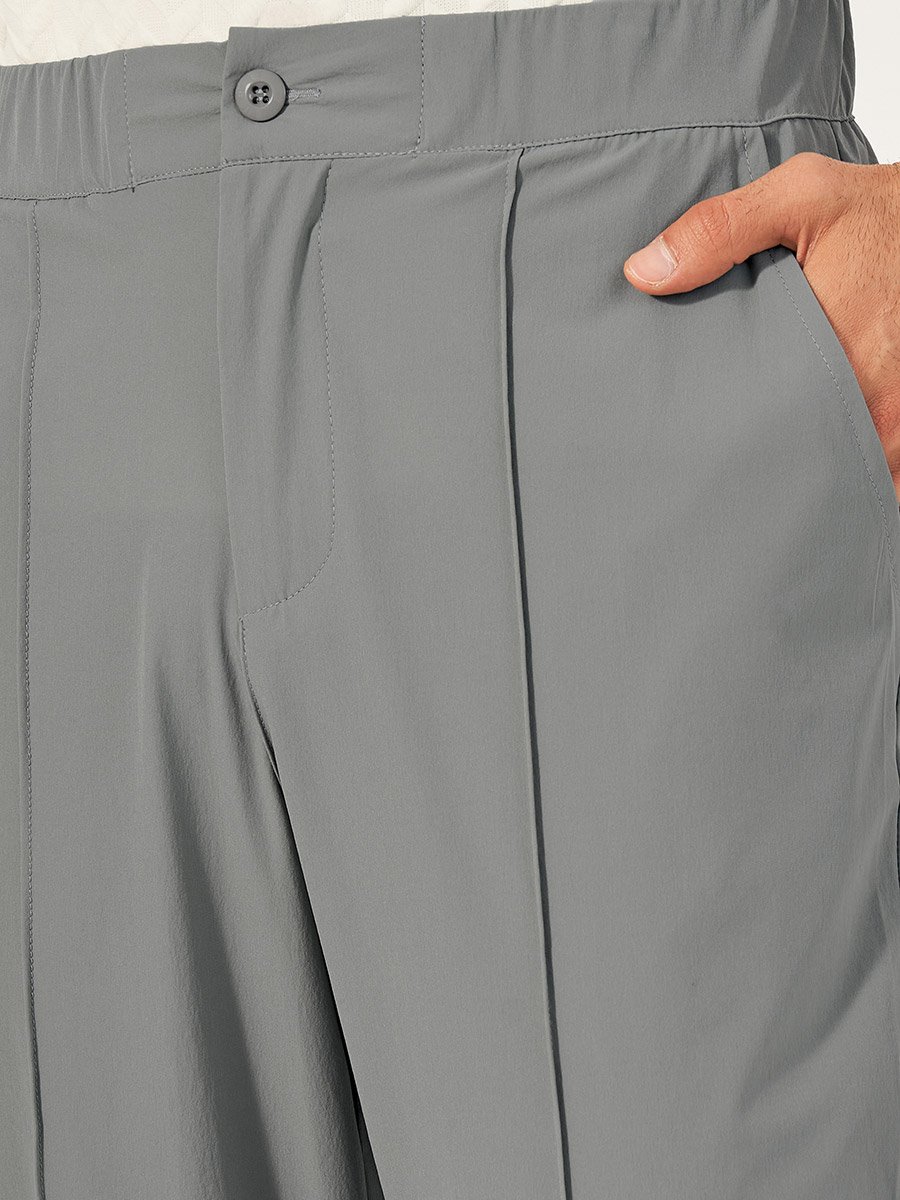 Pintuck Detail Slim Fit Smart Trousers