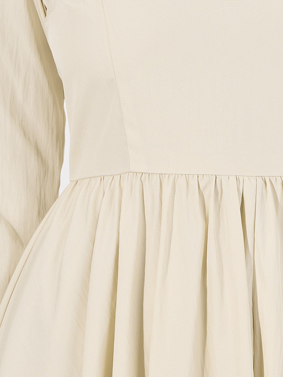 Long Sleeves Bubble Hem Detail Midi Dress