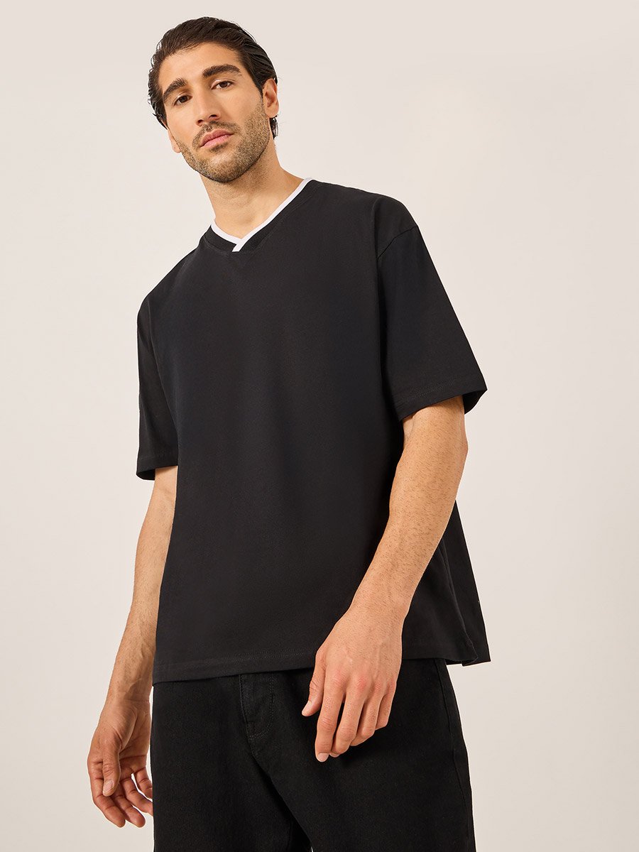 Tipped V Neck Jersey Regular Fit T-Shirt