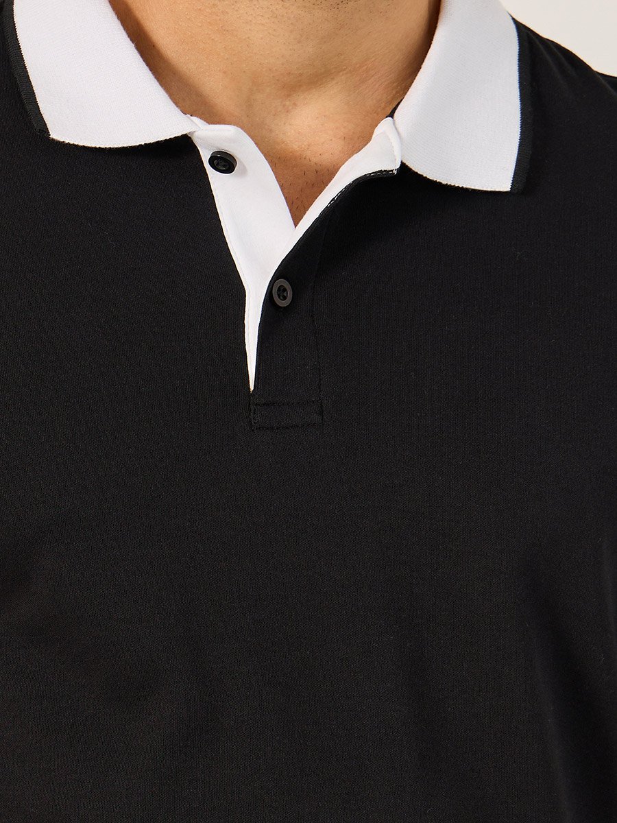 Contrast Tipped Relaxed Fit Polo T-Shirt