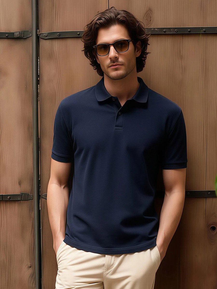Solid Short Sleeve Pique Relaxed Fit Polo