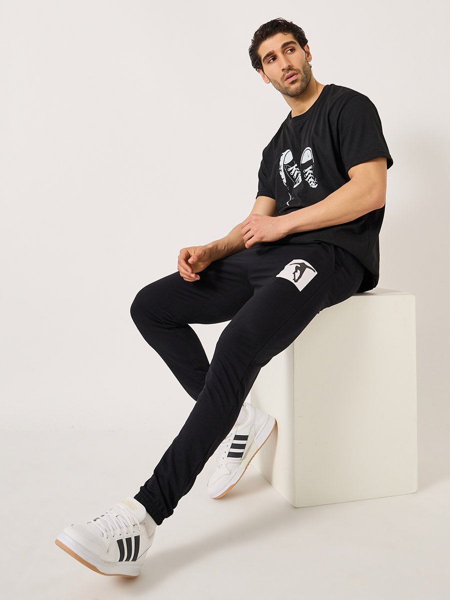 Graphic Print Pocket Detail Slim Fit Joggers